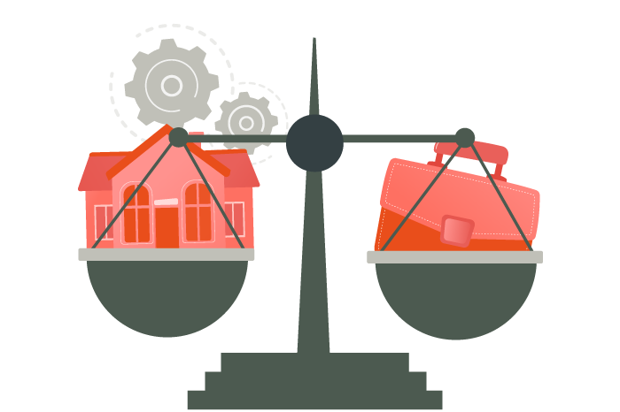 A scale showing the balance between work and life.