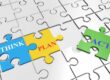 Puzzle with inscriptions: think, plan, act.